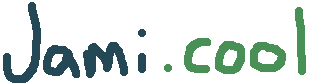 Jiggly text logo reading Jami.Cool in blue and green.